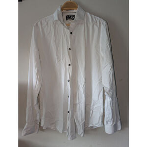 Men's Express White 1MX Fitted Dress Shirt L